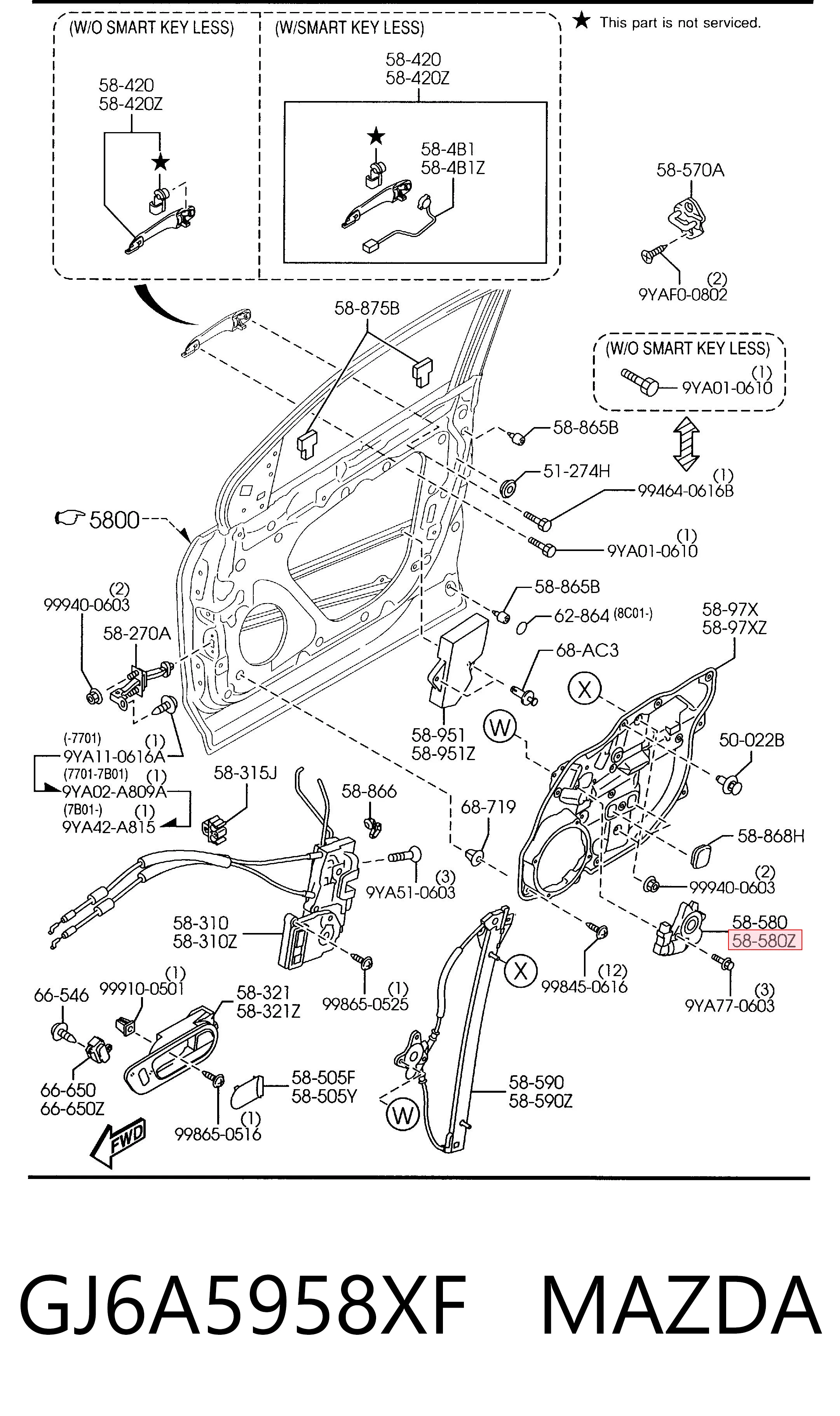 GJ6A5958XF Mazda Мотор склопідйомника водійських дверей