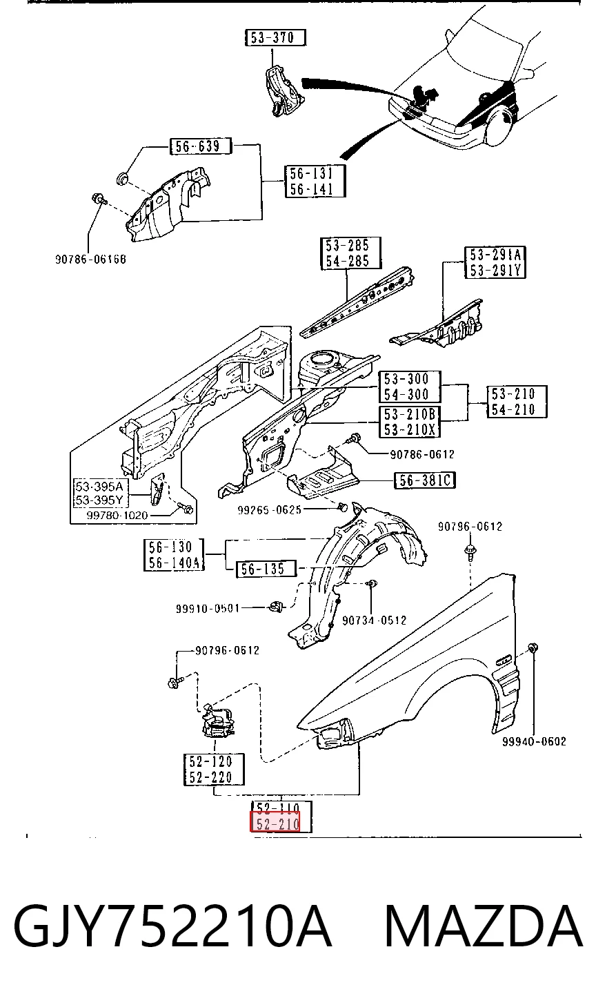 Переднє ліве крило на Mazda 626 III GD