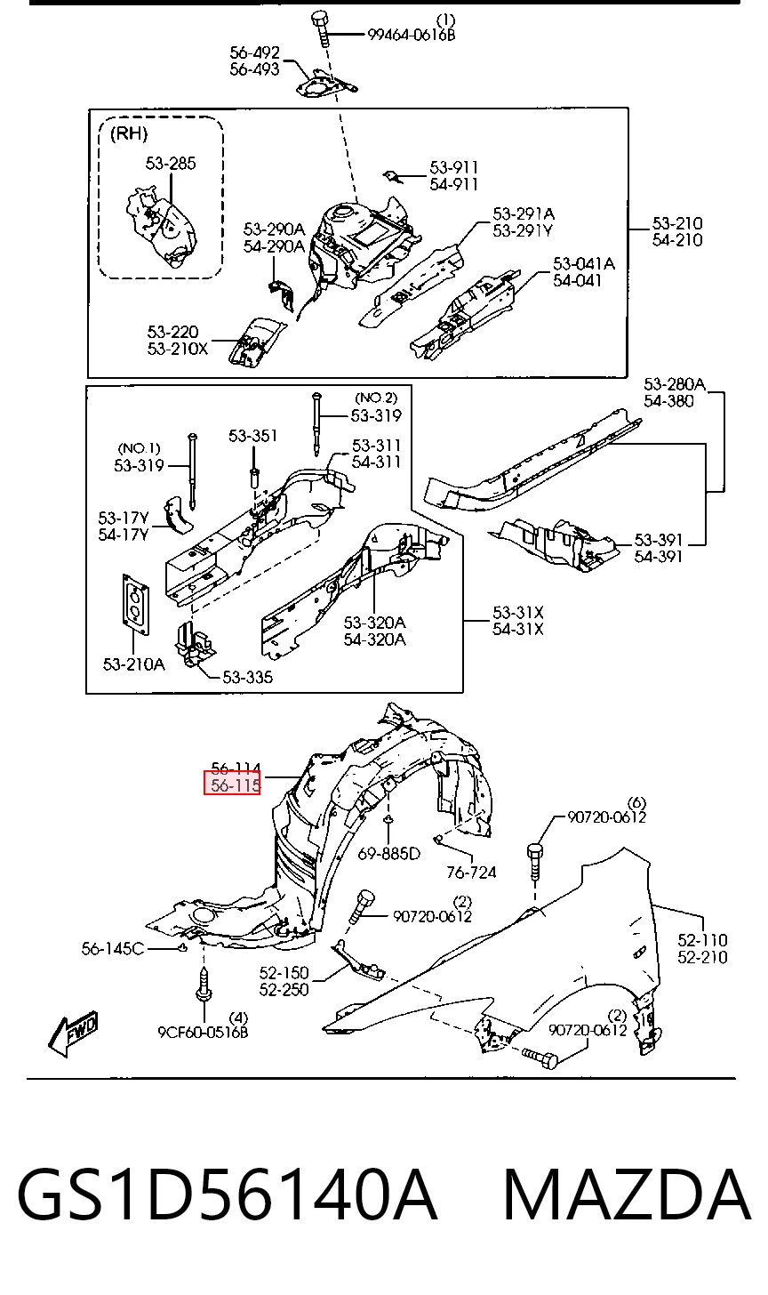 Підкрилок переднього крила, лівий Mazda 6 седан (GH) (2007 - 2009) ціна, від 13.94 USD