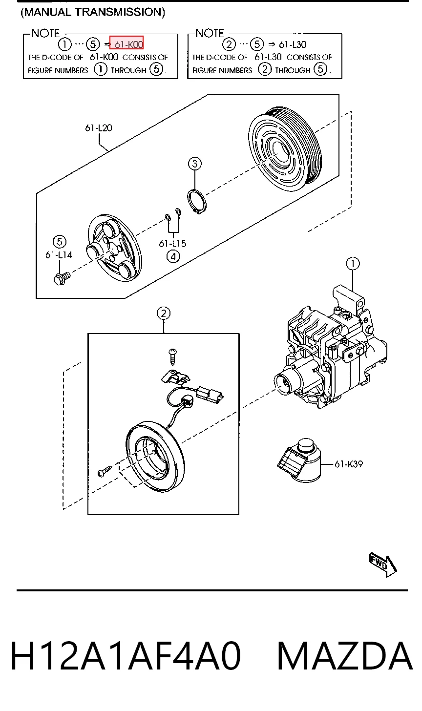 H12A1AF4A0 Mazda Компресор холодоагенту