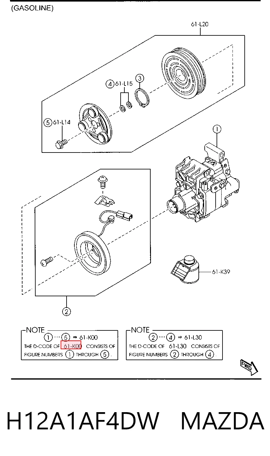 H12A1AF4DW Mazda Компресор холодоагенту