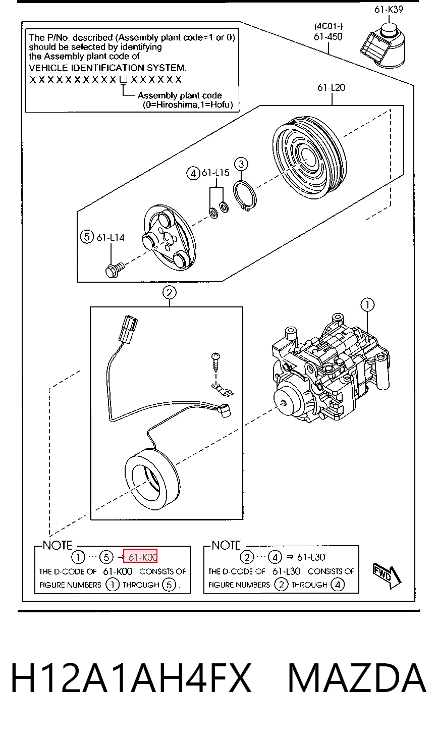 H12A1AH4FX Mazda Компресор холодоагенту
