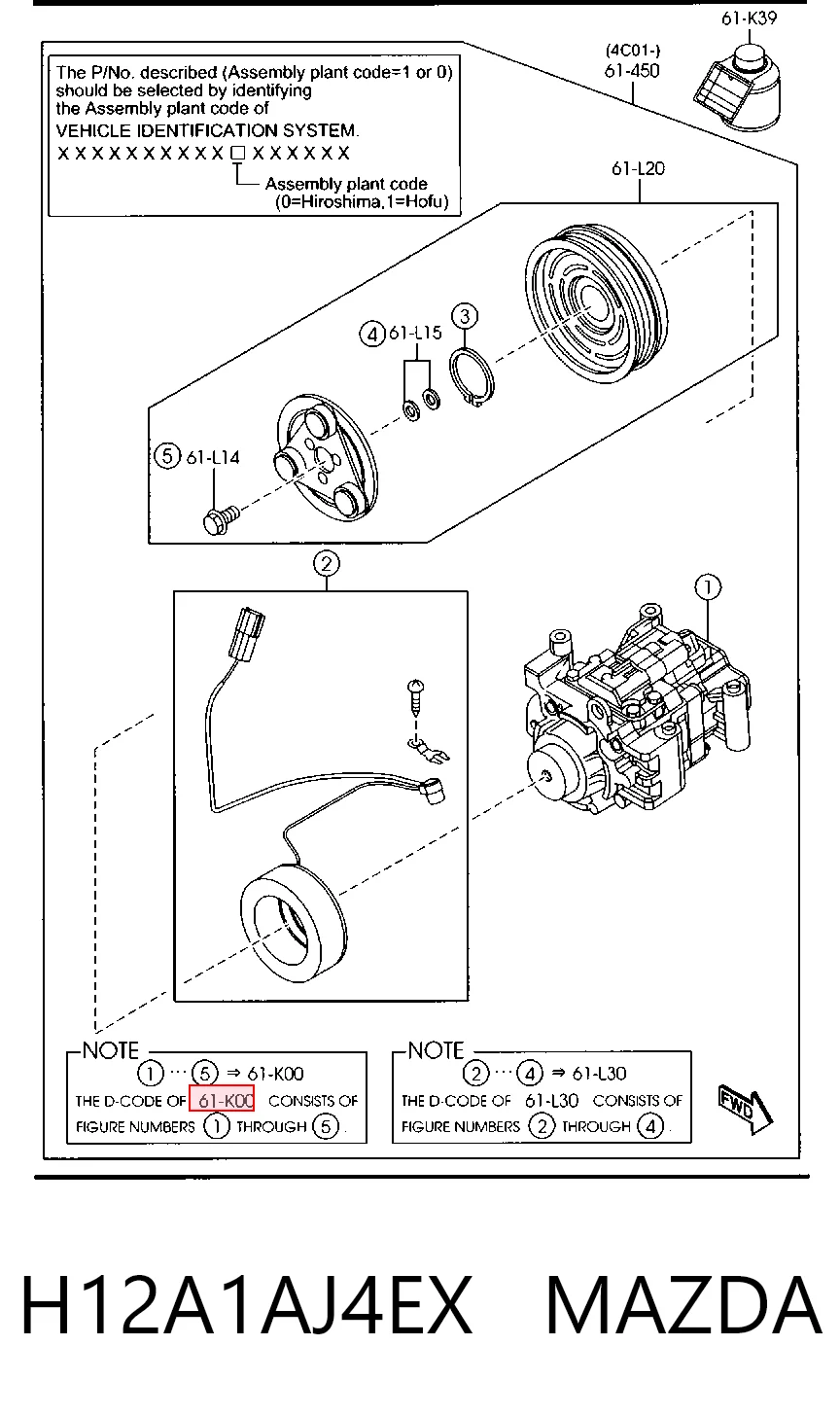 H12A1AJ4EX Mazda Компресор холодоагенту