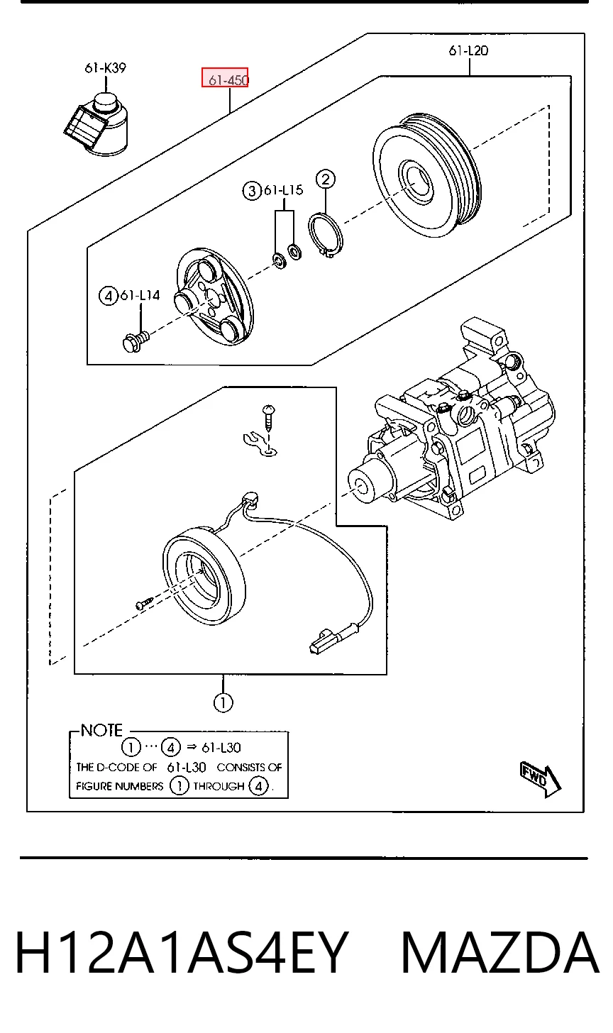 H12A1AS4EY Mazda Компресор холодоагенту