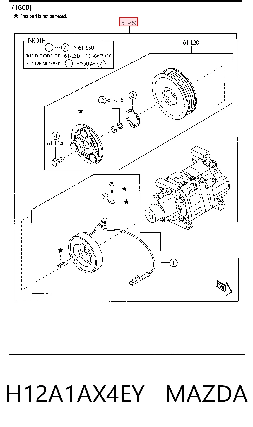 H12A1AX4EY Mazda Компресор холодоагенту