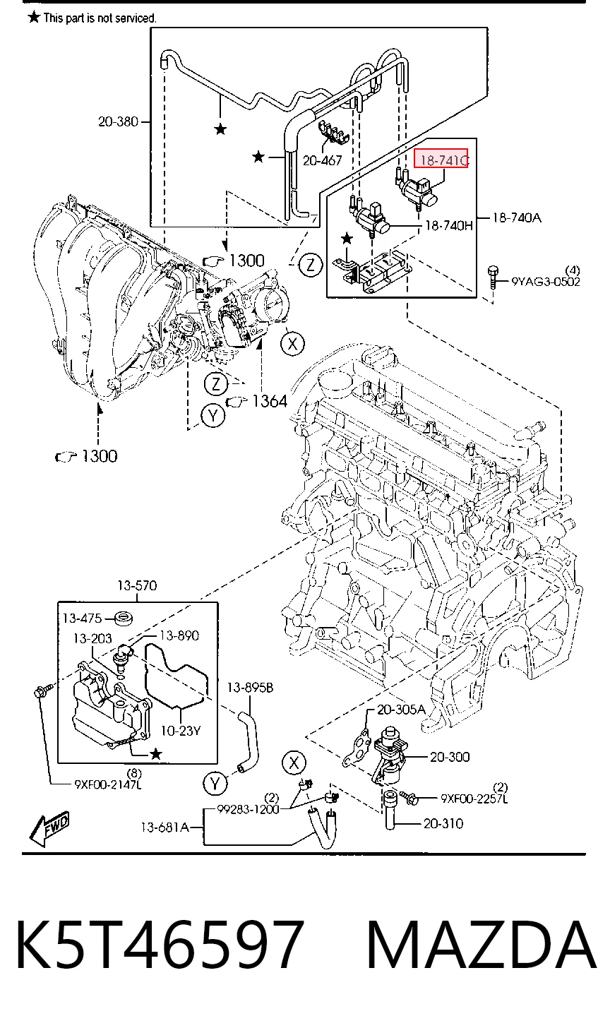 K5T46597 Mazda Клапан соленоїд регулювання заслонки EGR