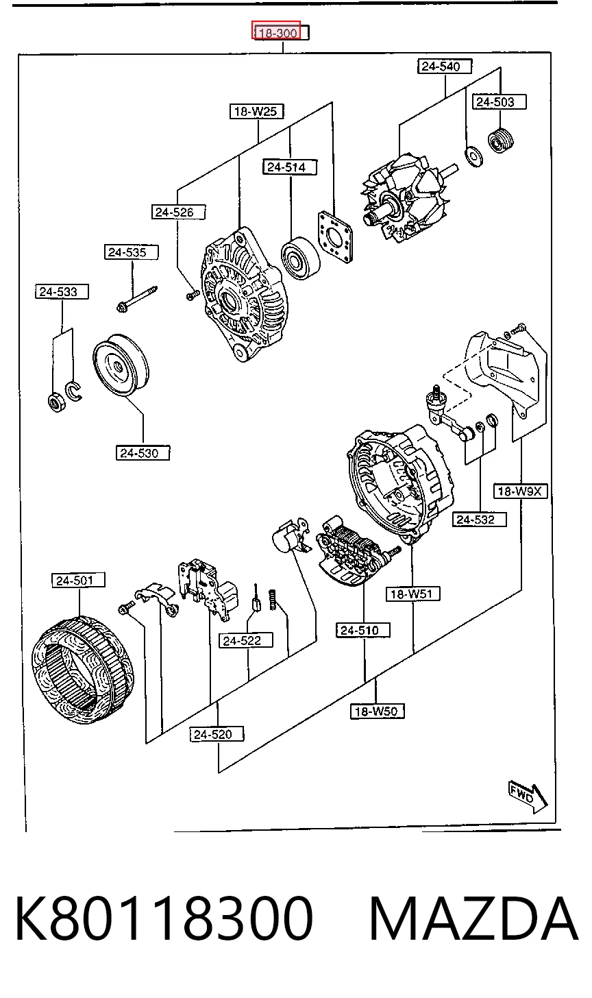 K80118300 Mazda Авто генератор