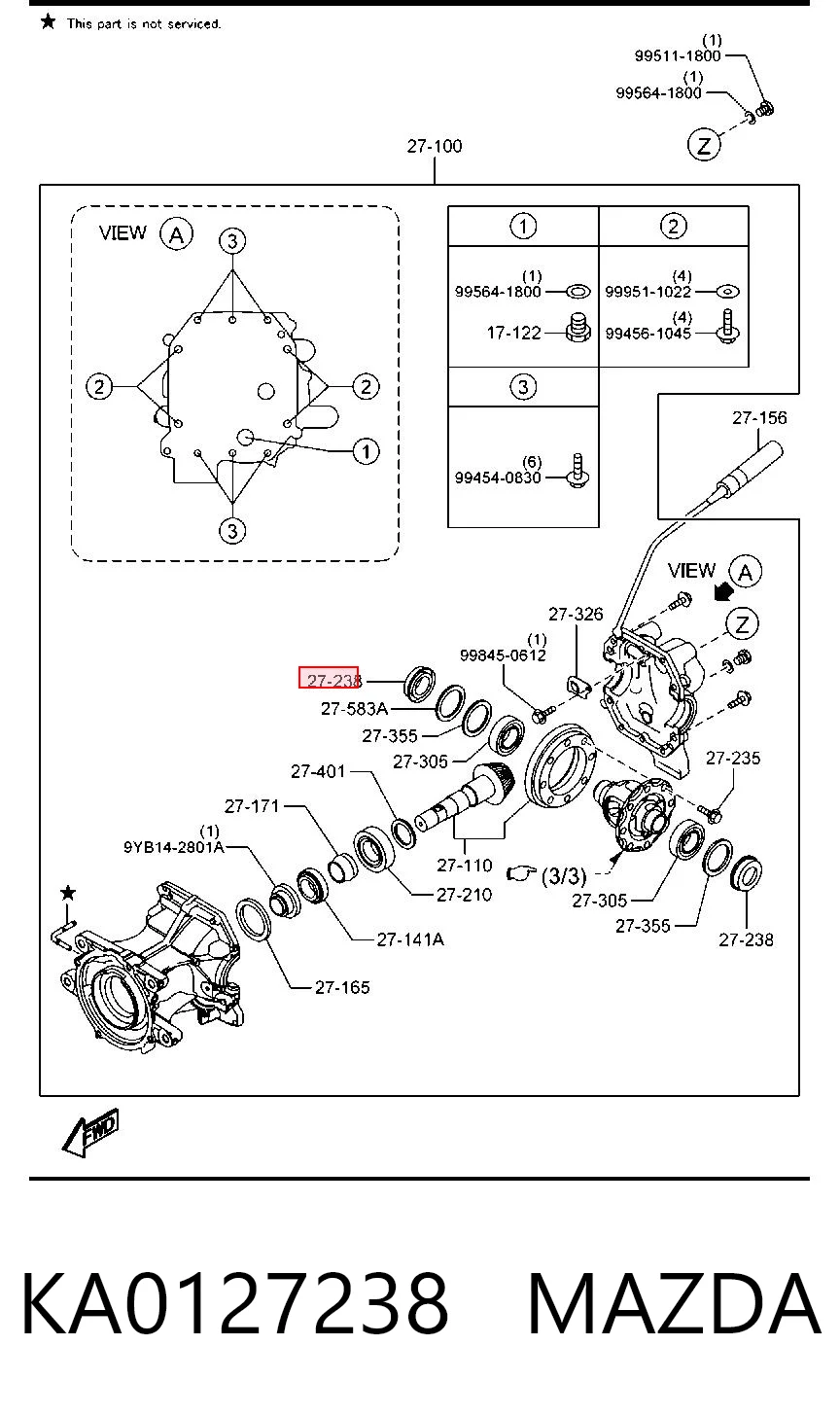 KA0127238 Mazda Сальник редуктора заднього моста