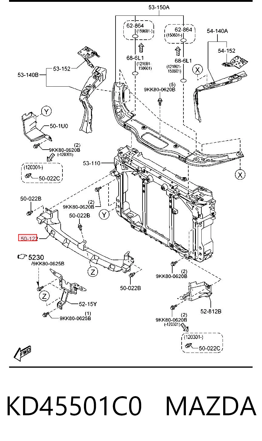 KD45501C0 Mazda Накладка дифузора радіатора верхня
