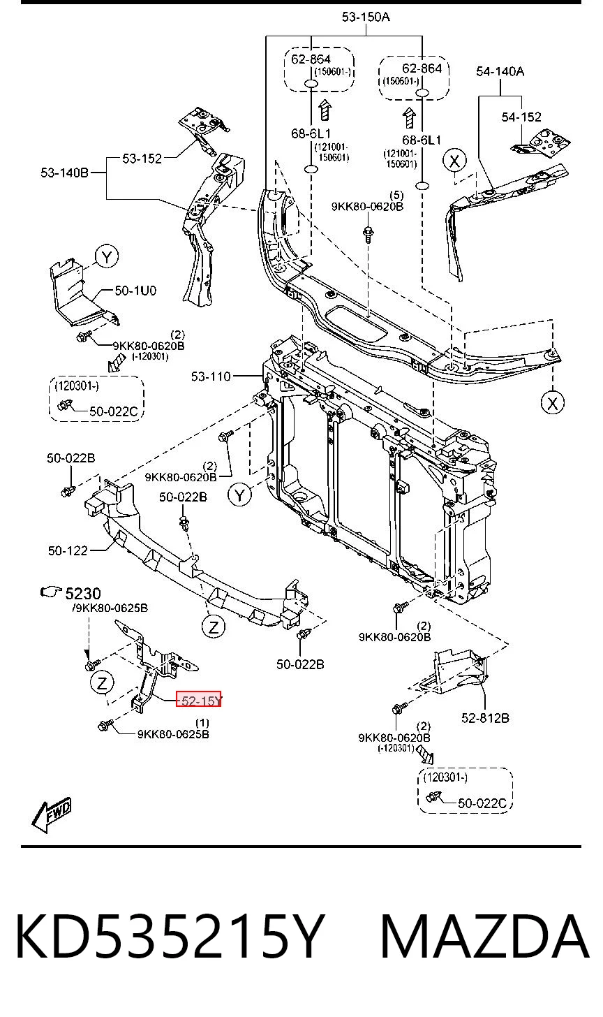 KD535215Y Mazda Кронштейн замку капоту