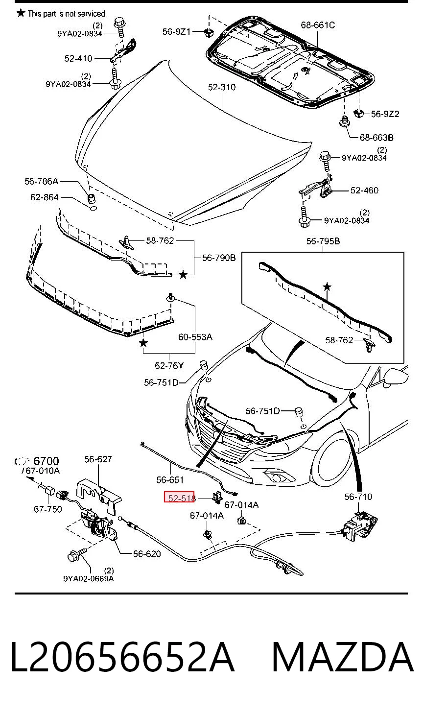 L20656652A Mazda Фіксатор підпори капота