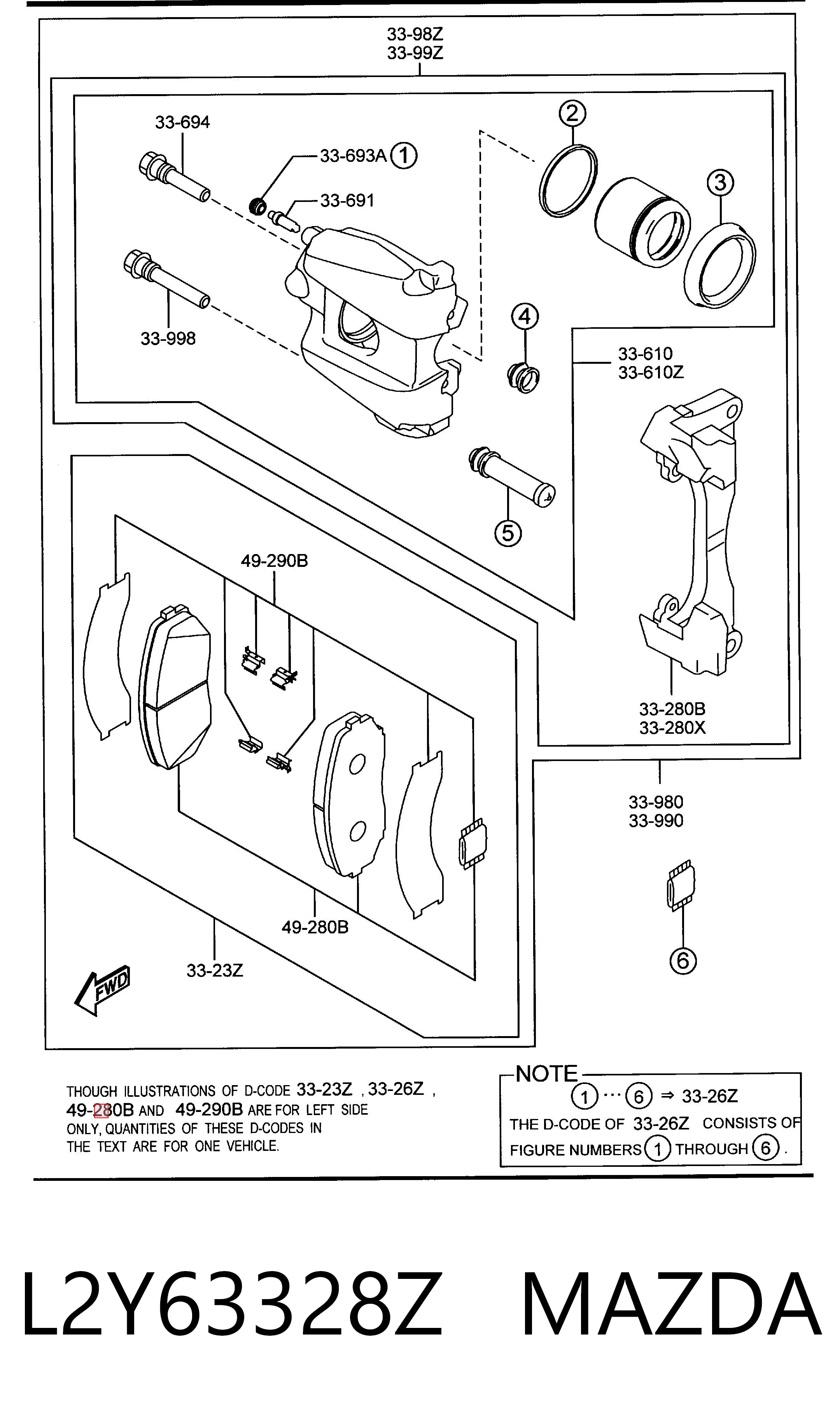 L2Y63328Z Mazda Передні гальмівні колодки