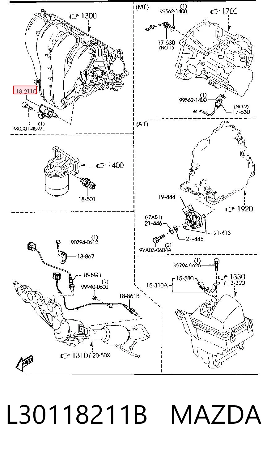 L30118211B Mazda Датчик наддува