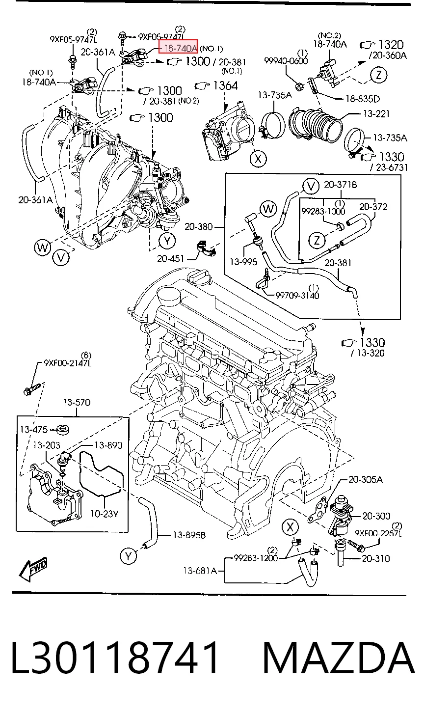 L30118741 Mazda Клапан перетворювач тиску наддуву (соленоїд)