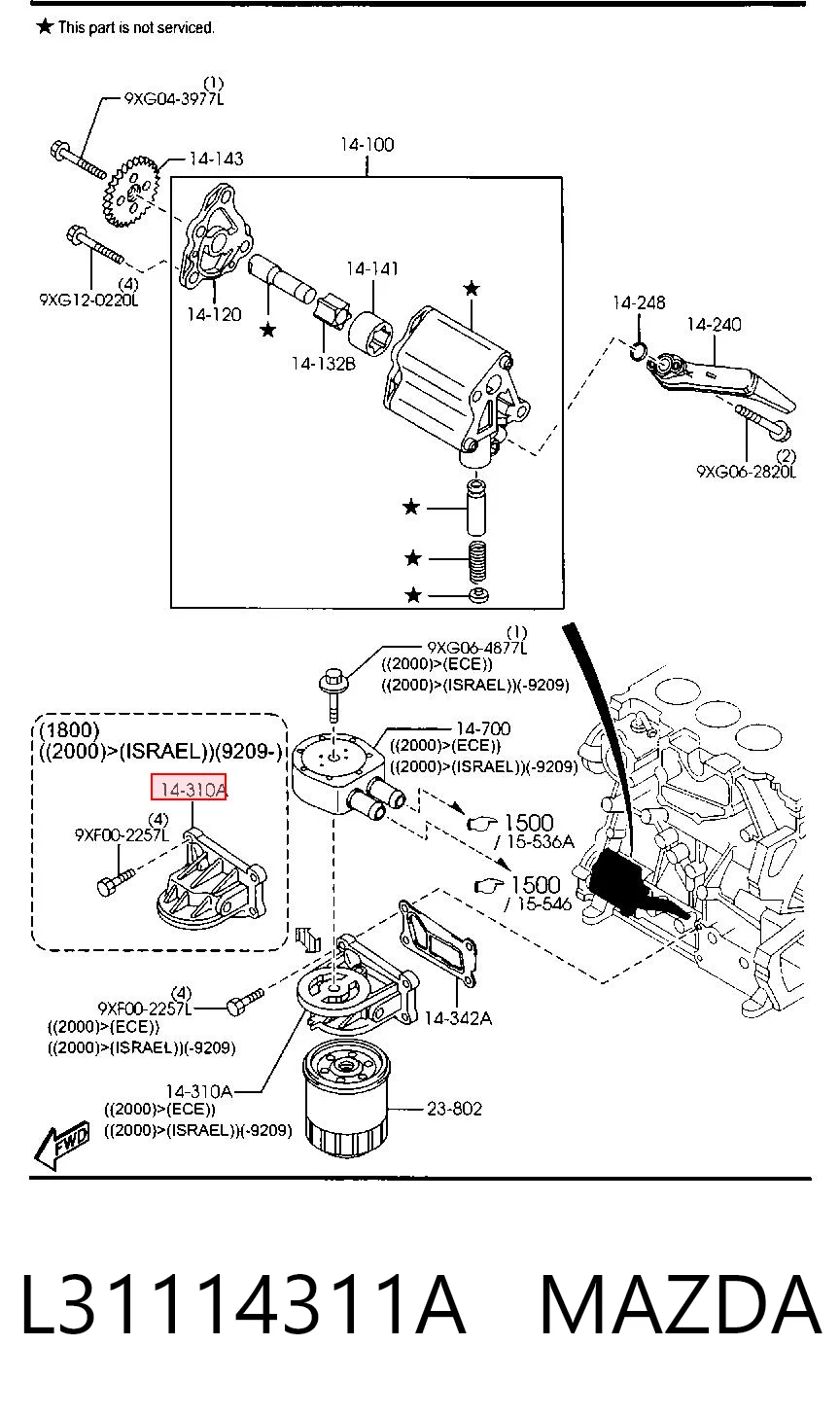 L31114311A Mazda Кронштейн масляного фільтра