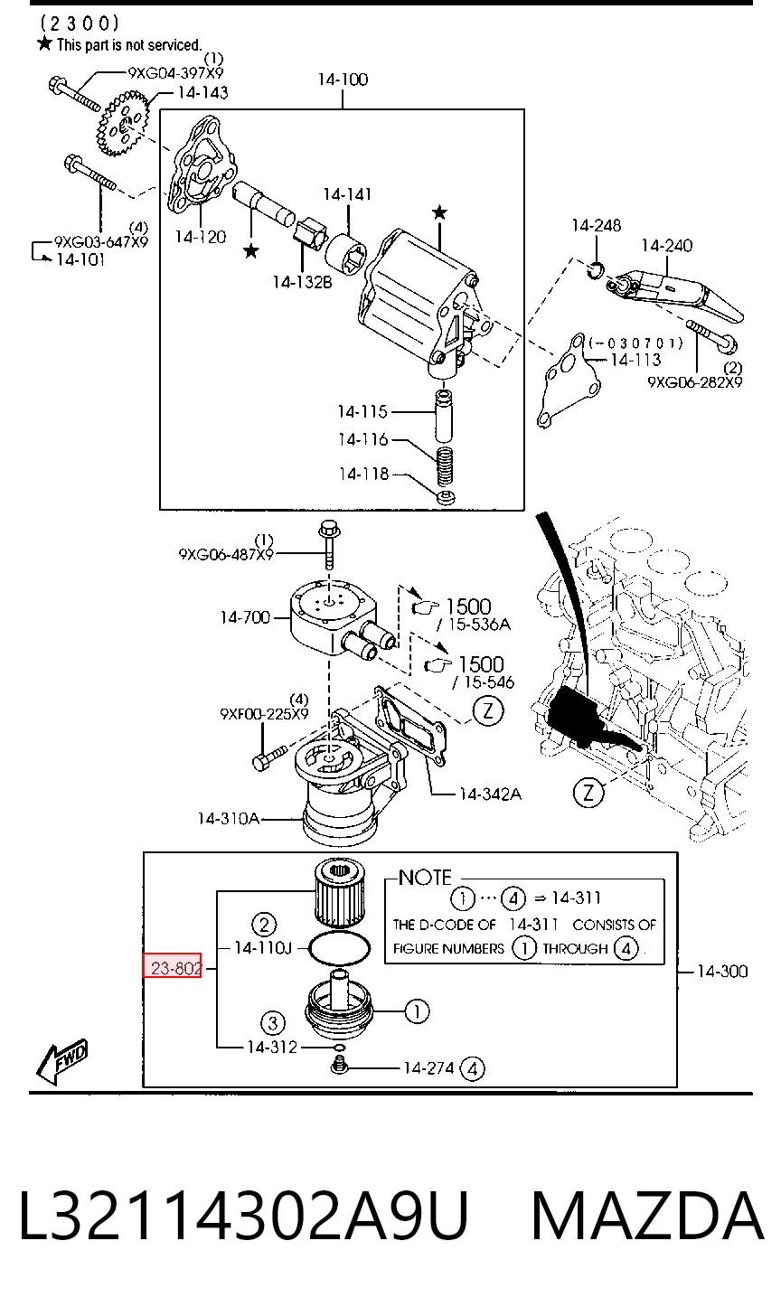 L32114302A9U Mazda Фільтр масла