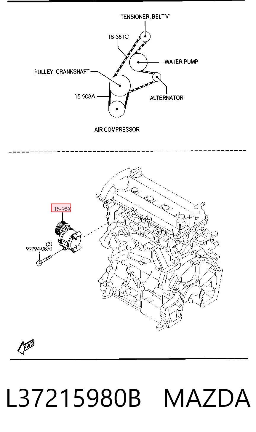L37215980B Mazda Натяжна планка поліклинового ременя