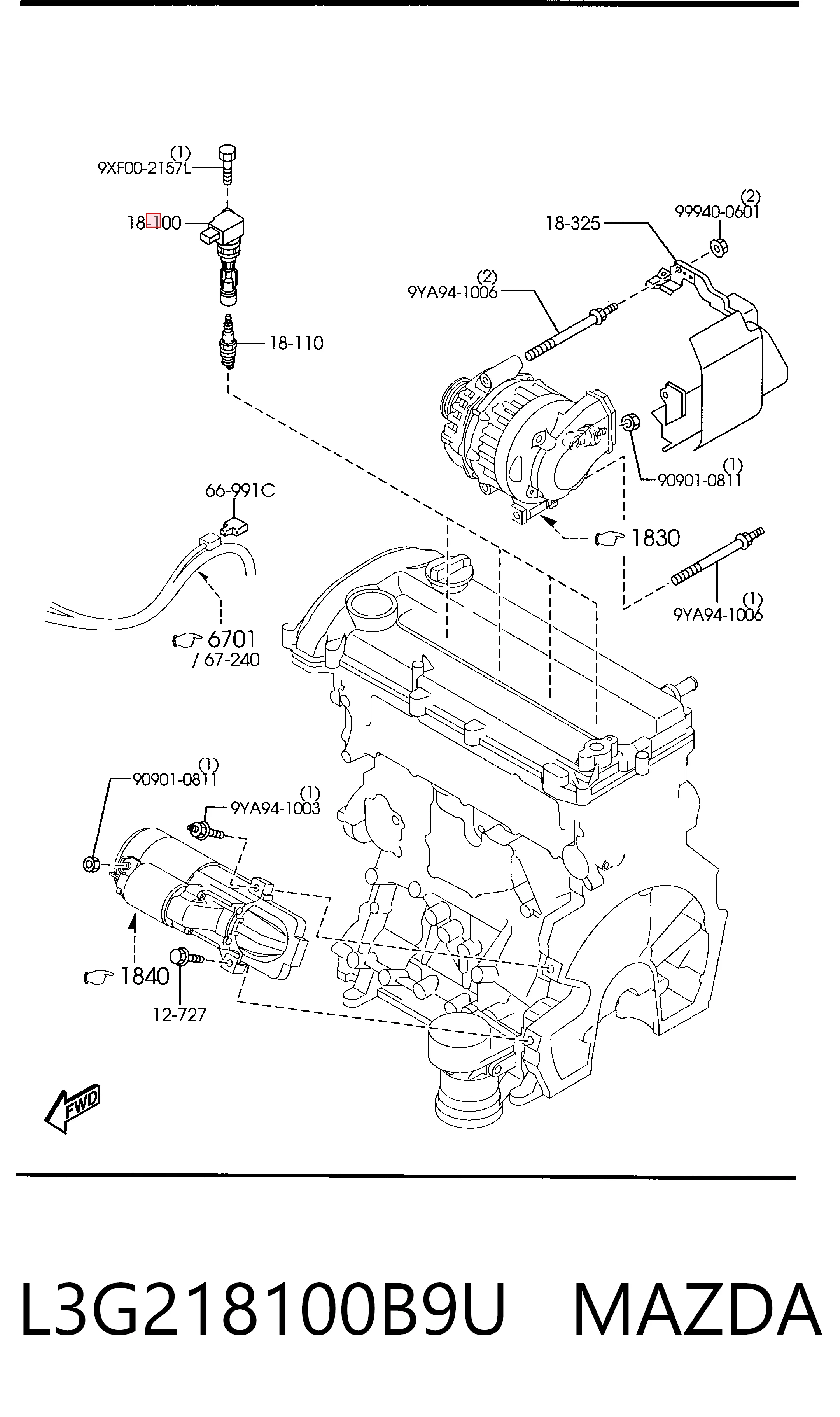 L3G218100B9U Mazda Котушка запалювання