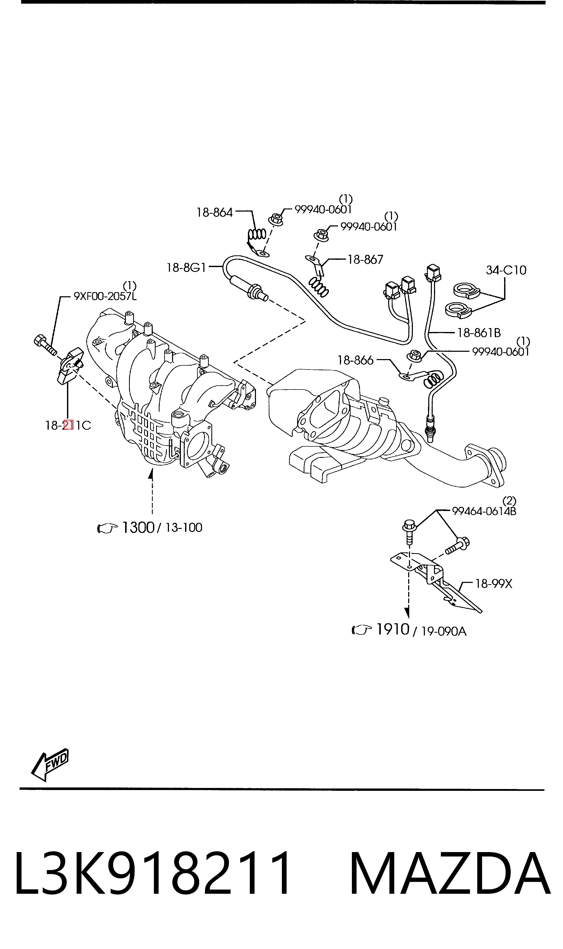 L3K918211 Mazda Датчик наддува