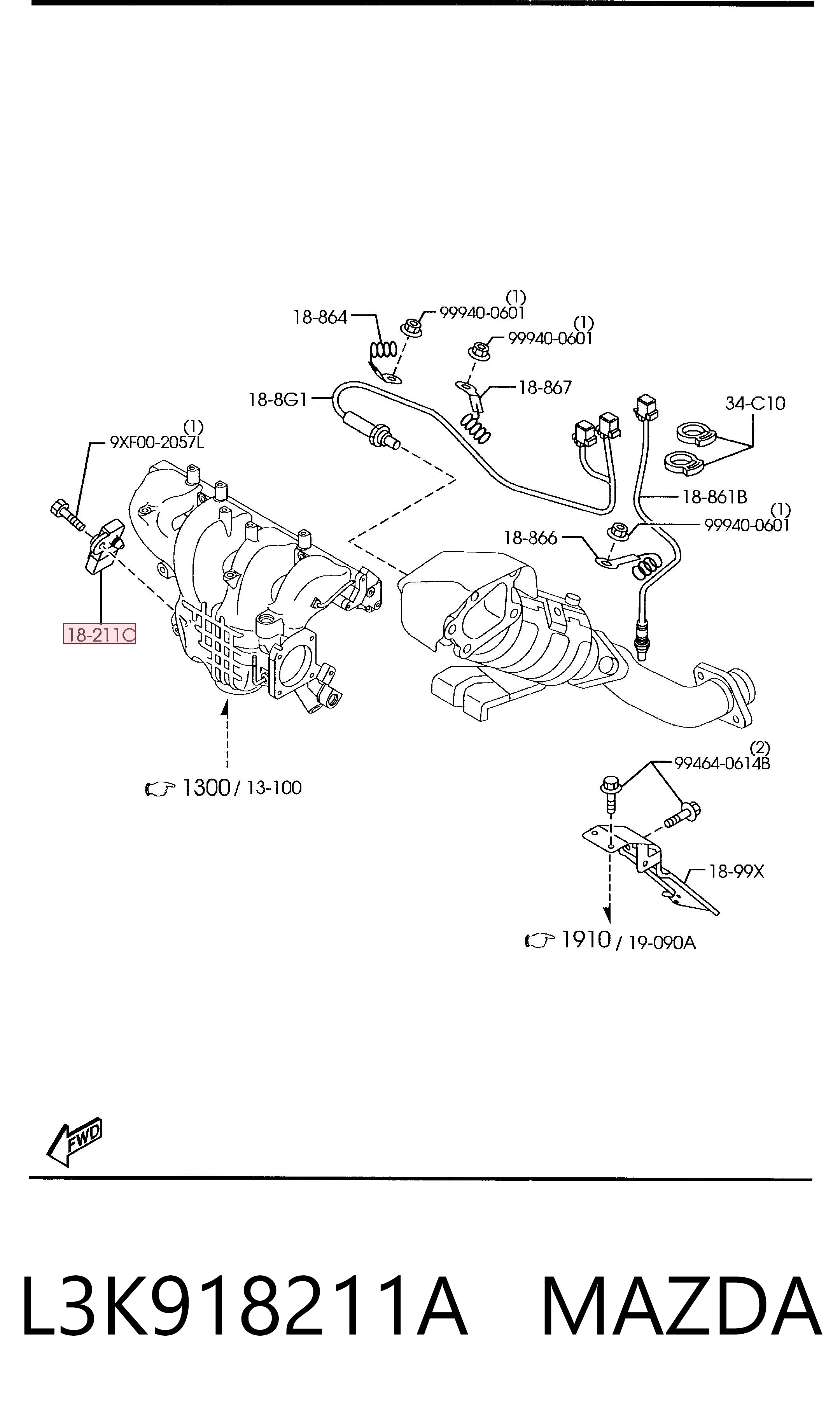L3K918211A Mazda Датчик наддува