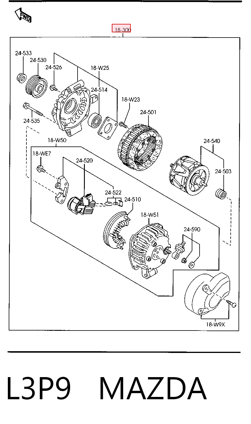 L3P9 Mazda Авто генератор