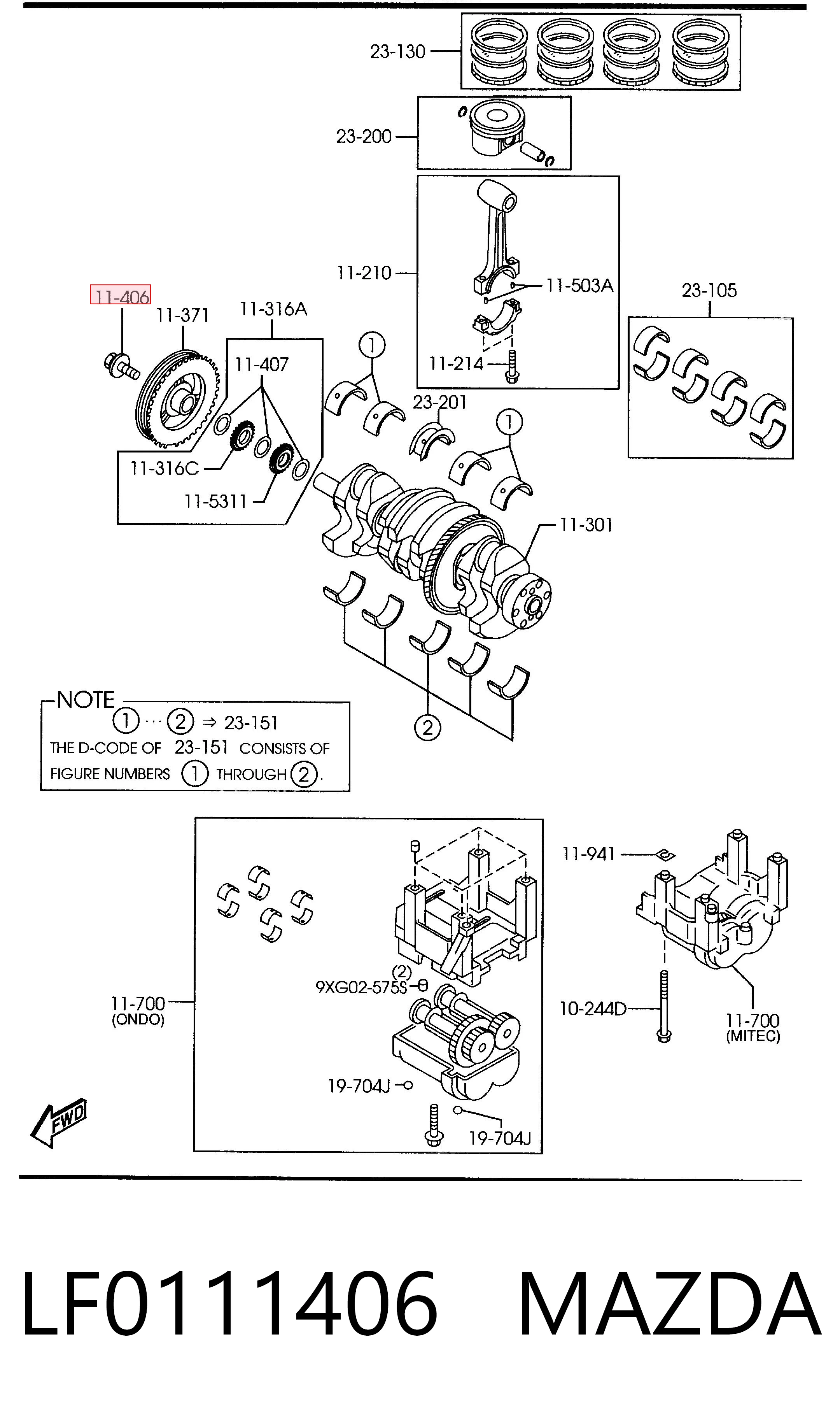 LF0111406 Mazda Болт коленвала