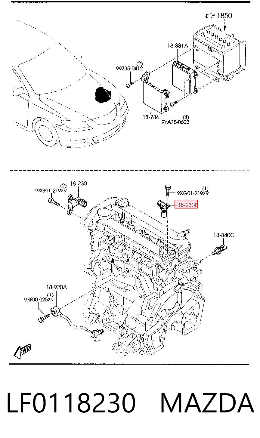 LF0118230 Mazda Датчик розподільного вала