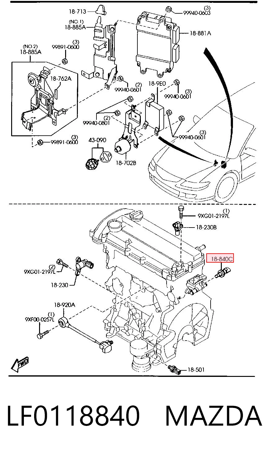 LF0118840 Mazda Покажчик температури охолоджуючої рідини