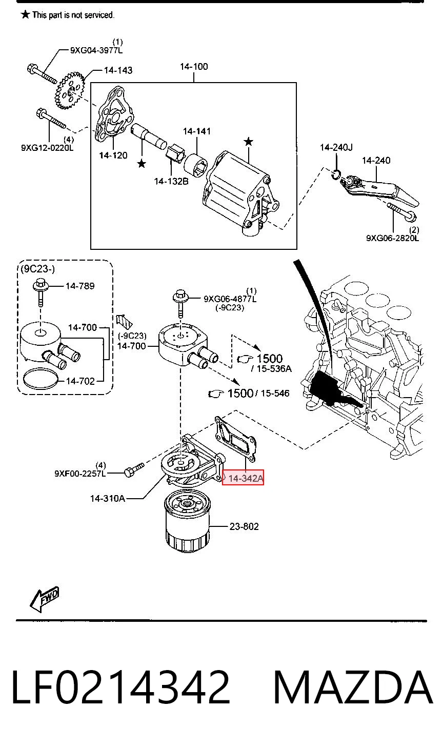 LF0214342 Mazda Прокладка кронштейна маслянного фільтра