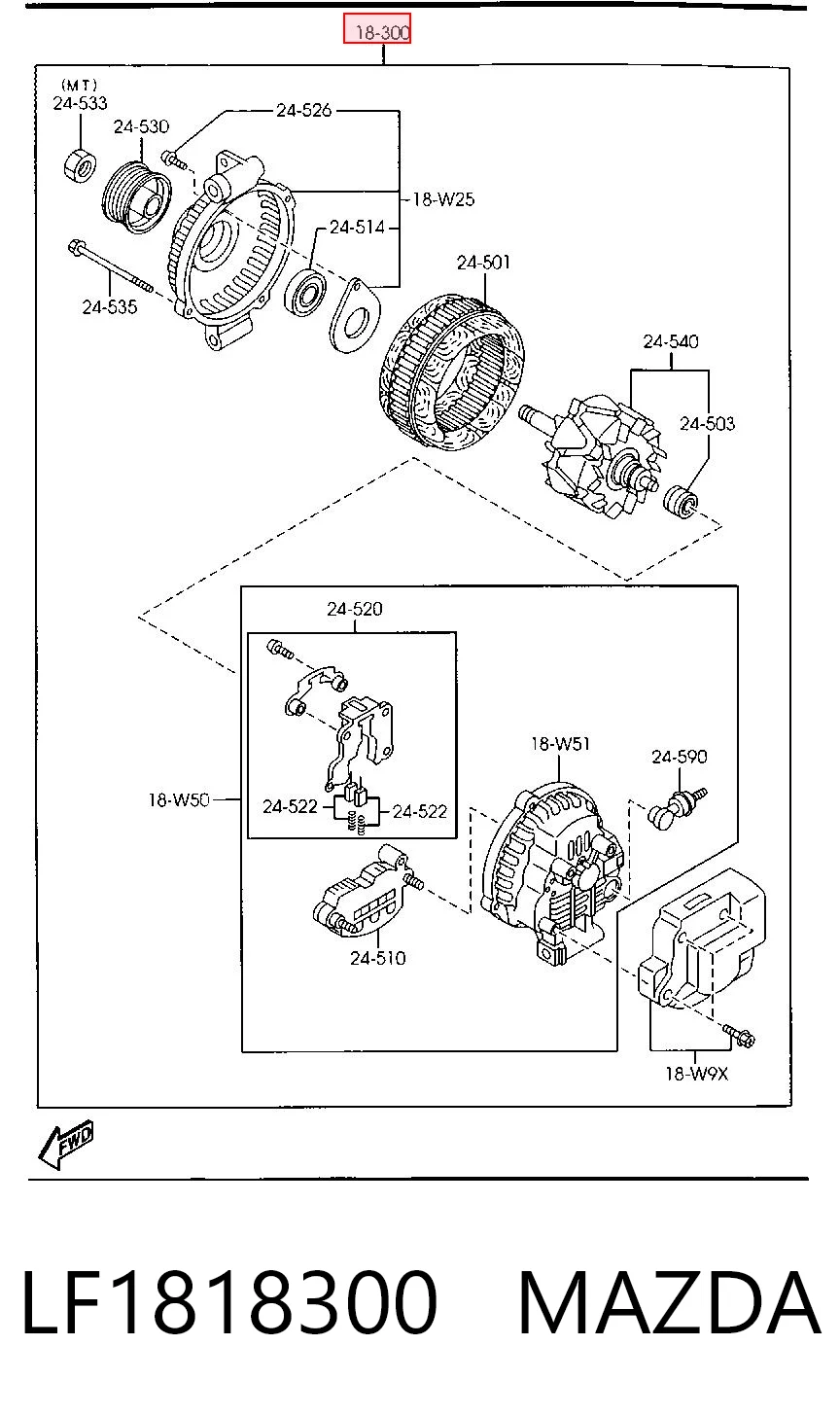 LF1818300 Mazda Авто генератор
