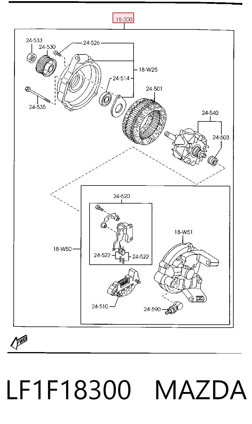 LF1F18300 Mazda Авто генератор