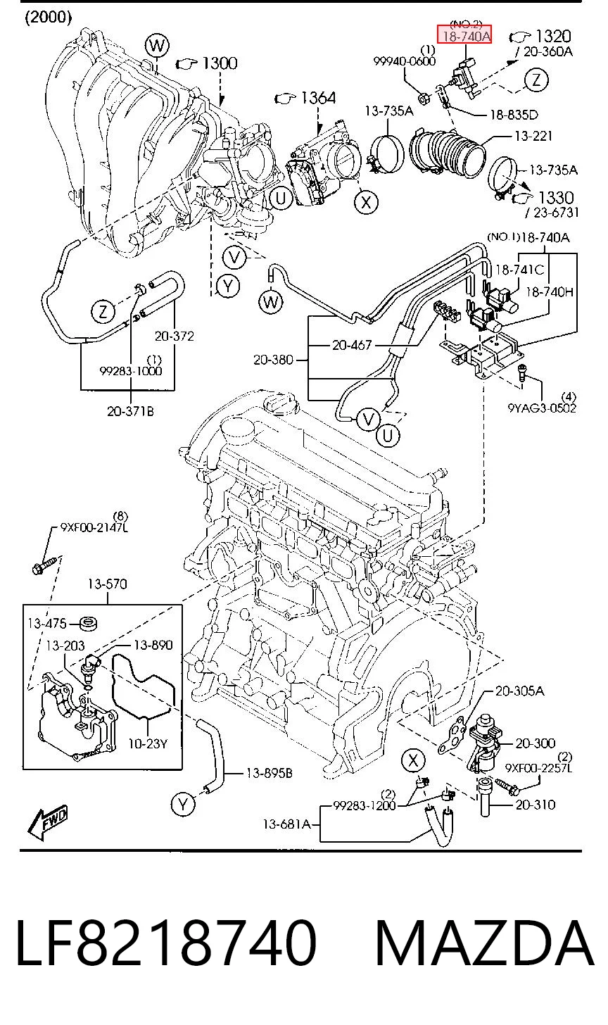 LF8218740 Mazda Клапан соленоїд регулювання заслонки EGR