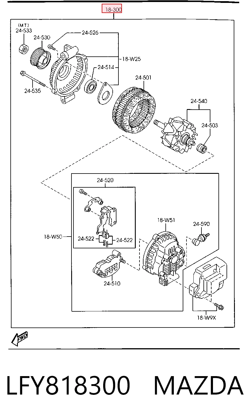 LFY818300 Mazda Авто генератор
