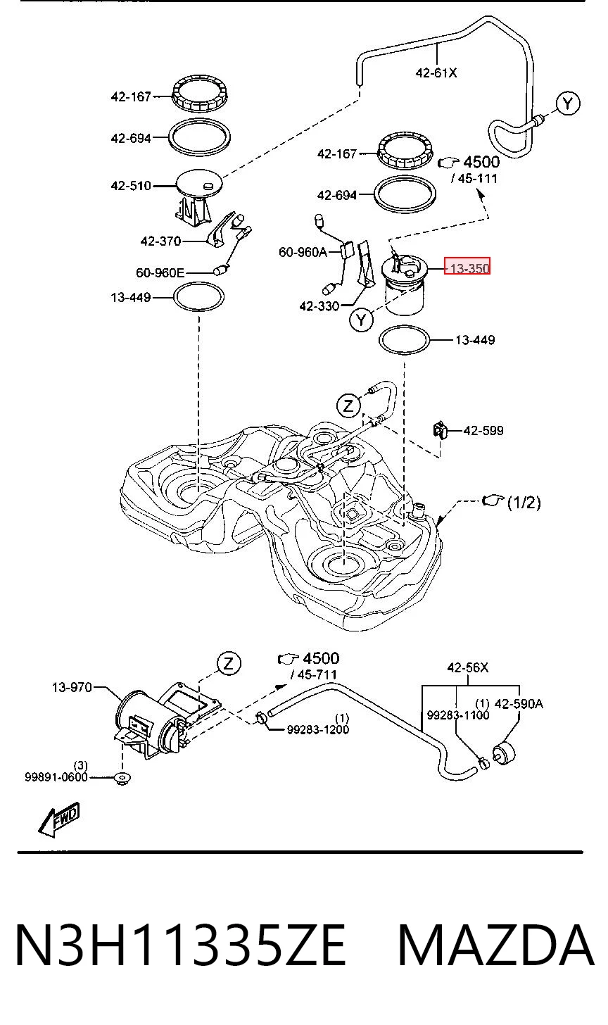 N3H11335ZE Mazda Паливний насос електричний, погружной