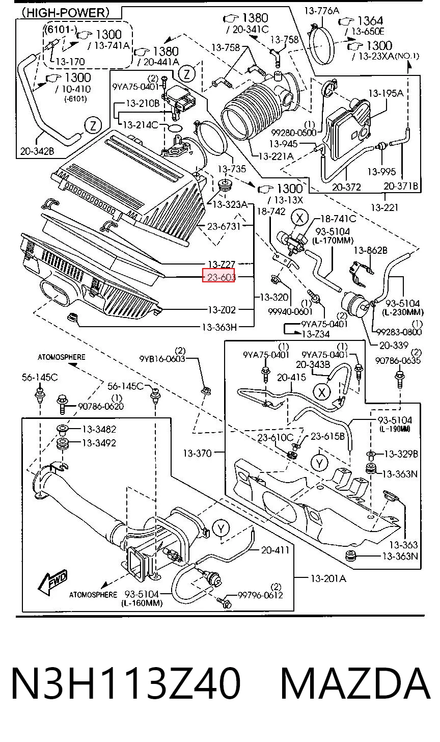 N3H113Z40 Mazda Повітряний фільтр двигуна