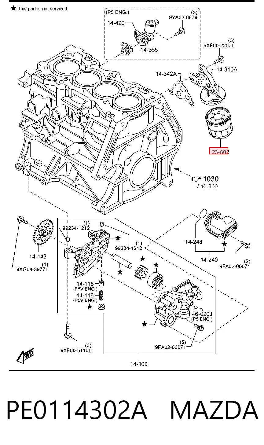 PE0114302A Mazda Фільтр масла