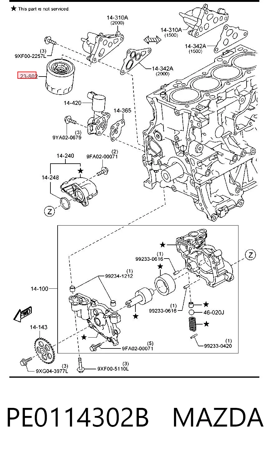PE0114302B Mazda Фільтр масла