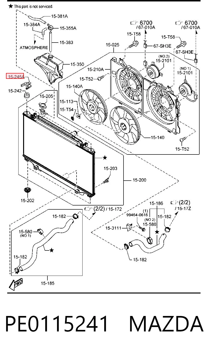 PE0115241 Mazda Подушка радіатора охолодження, верхня