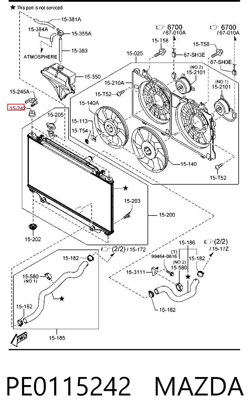 PE0115242 Mazda Подушка кріплення радіатора верхня