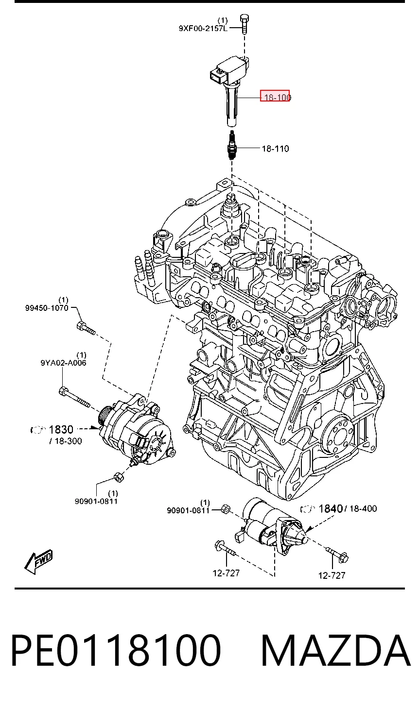PE0118100 Mazda Котушка запалювання