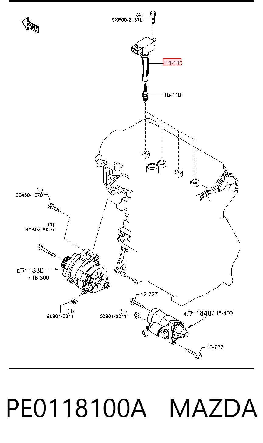 PE0118100A Mazda Котушка запалювання