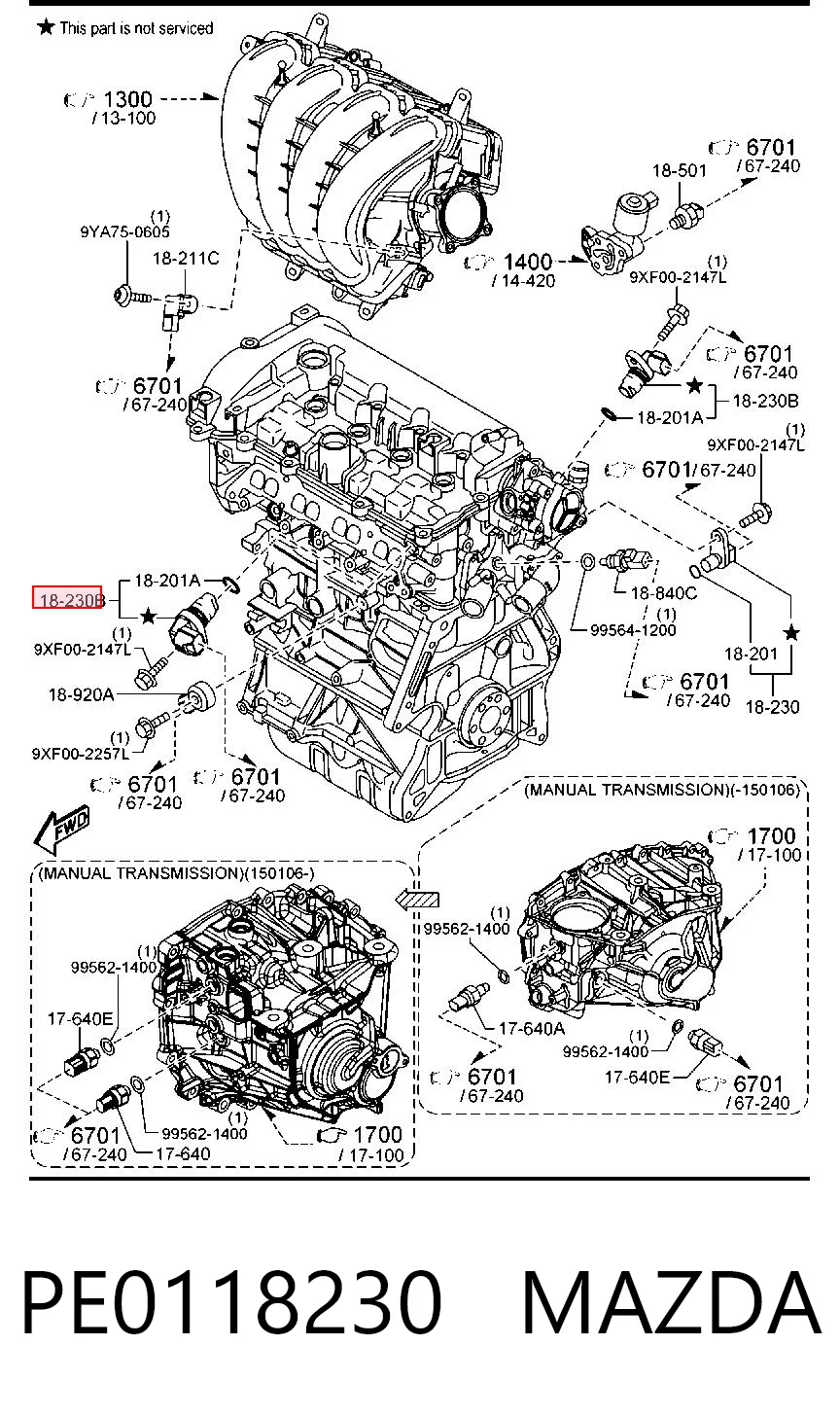 PE0118230 Mazda Датчик розподільного вала