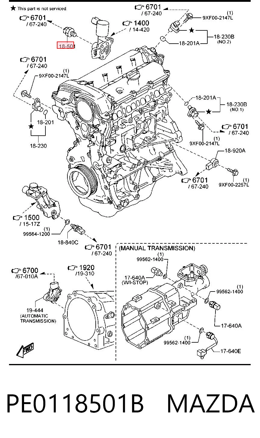 PE0118501B Mazda Датчик показника тиску масла