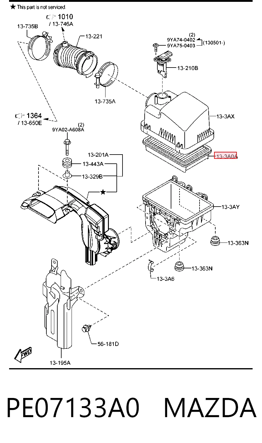 PE07133A0 Mazda Повітряний фільтр двигуна