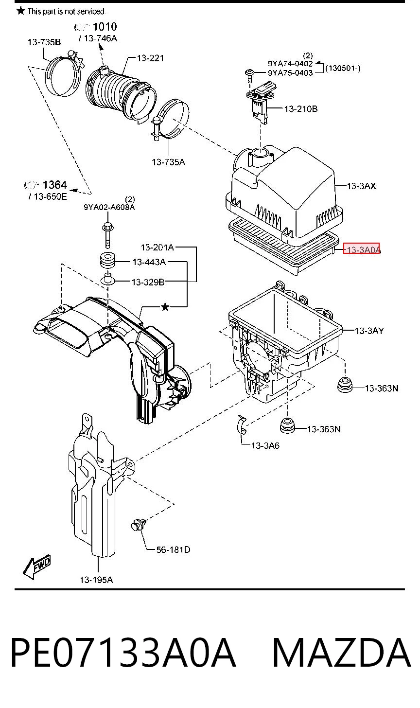 PE07133A0A Mazda Повітряний фільтр двигуна