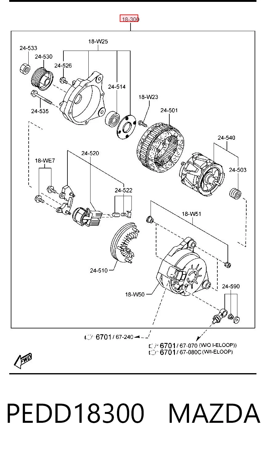 PEDD18300 Mazda Авто генератор