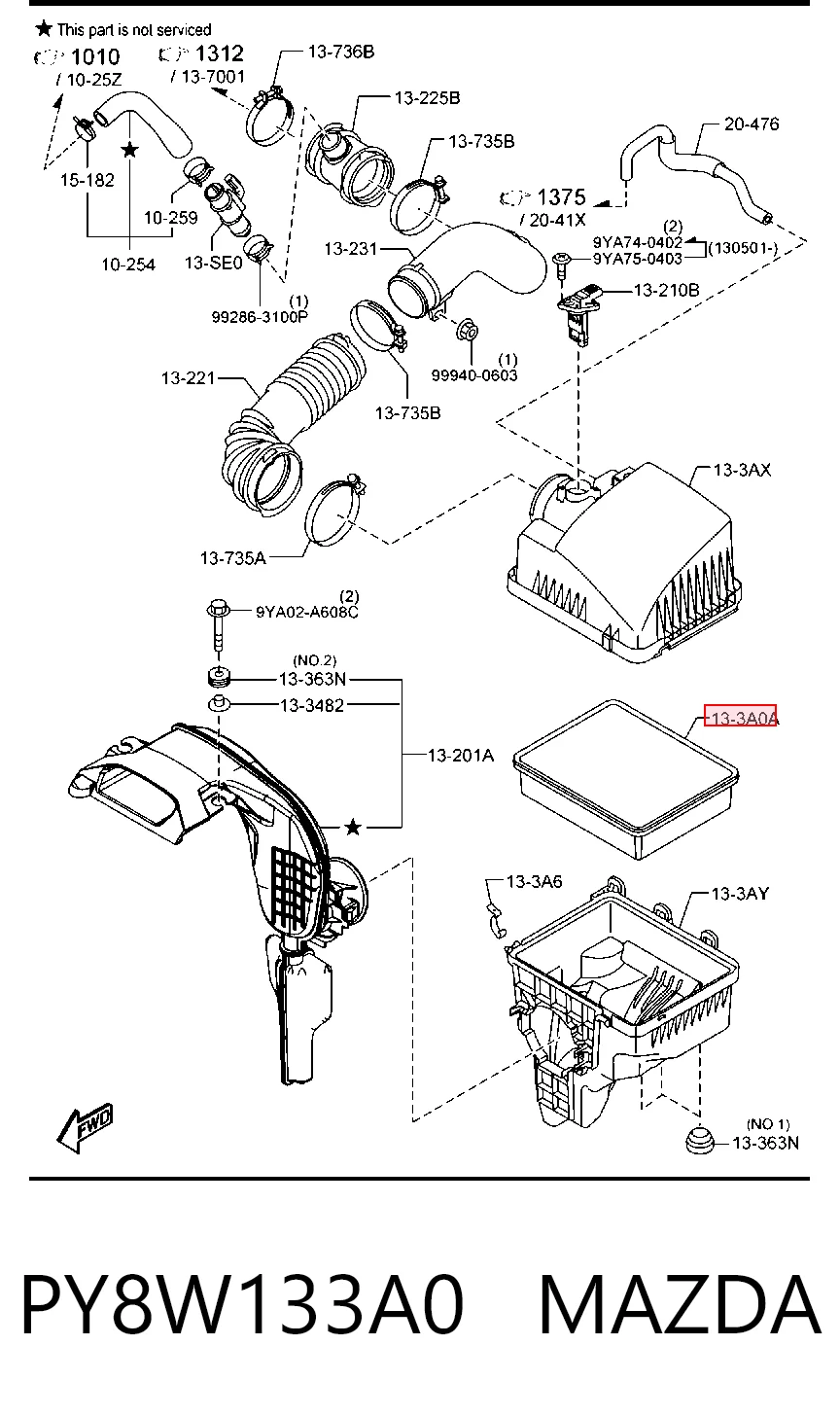 PY8W133A0 Mazda Повітряний фільтр двигуна