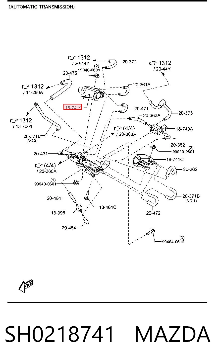SH0218741 Mazda Клапан рециркуляції наддувного повітря турбіни