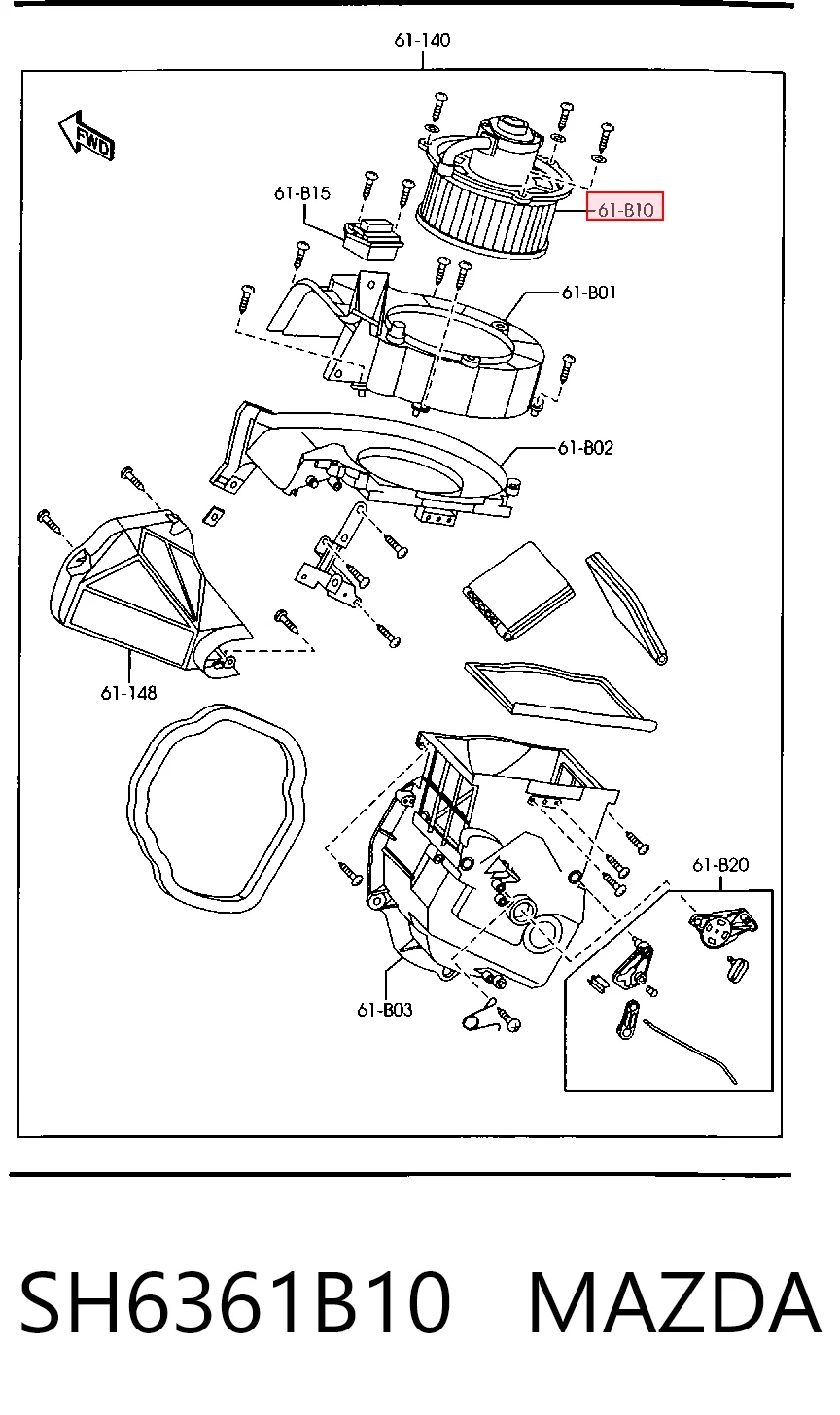 Електромотор пічки на Mazda E 2000/2200 SR2
