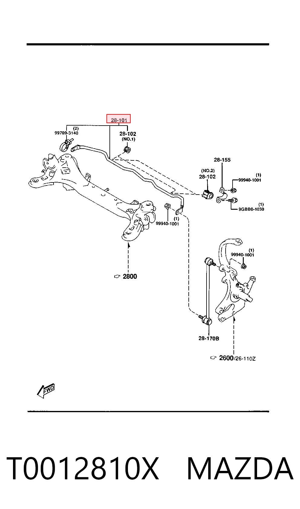 Стабілізатор задній Mazda Xedos 9 TA